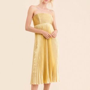 Anthropologie Gold Strapless Midi Dress